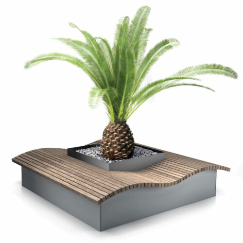Plantenbak-zitcombinatie Quaddy 5 De ijzerdelen kunnen in iedere standaard ral kleur gecoat worden. Deze plantenbak zitcombinatie is geschikt voor zowel de binnen als buitenruimte.